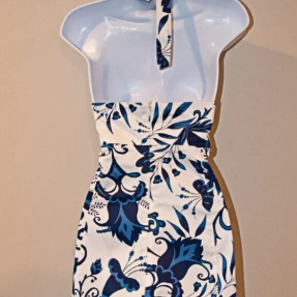 AGB Dress Halter Knee length Tropical Size 16 - Picture 4 of 6